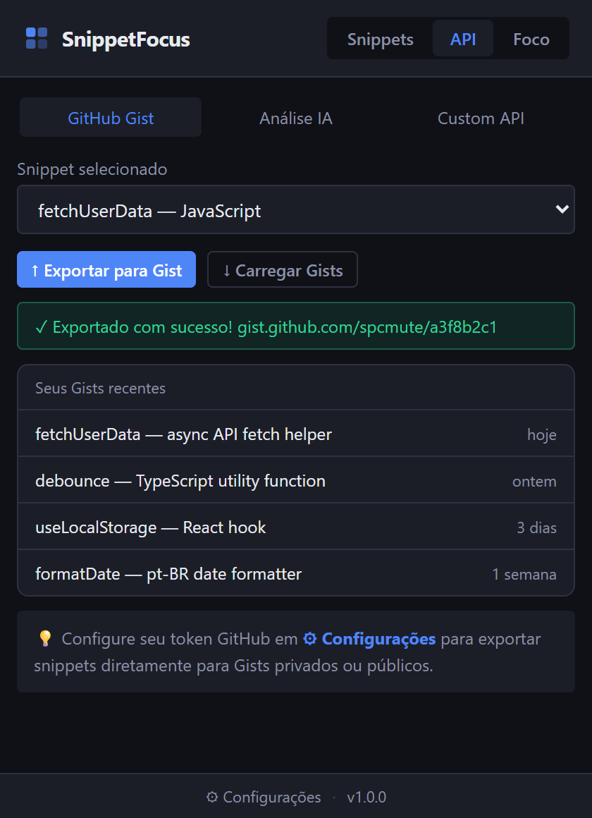 GitHub Gists integration